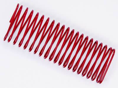 A red PVC coated spring wire to be seen.