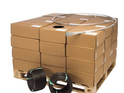 Bailing wire packaged in many cartons.