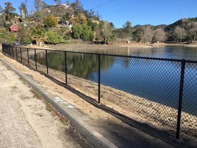 Chain link fence applied for protecting river bank.