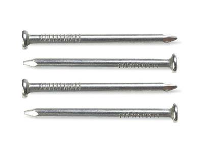There are four same-size bright common nails.