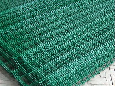 Welded wire mesh with PVC coated surface.